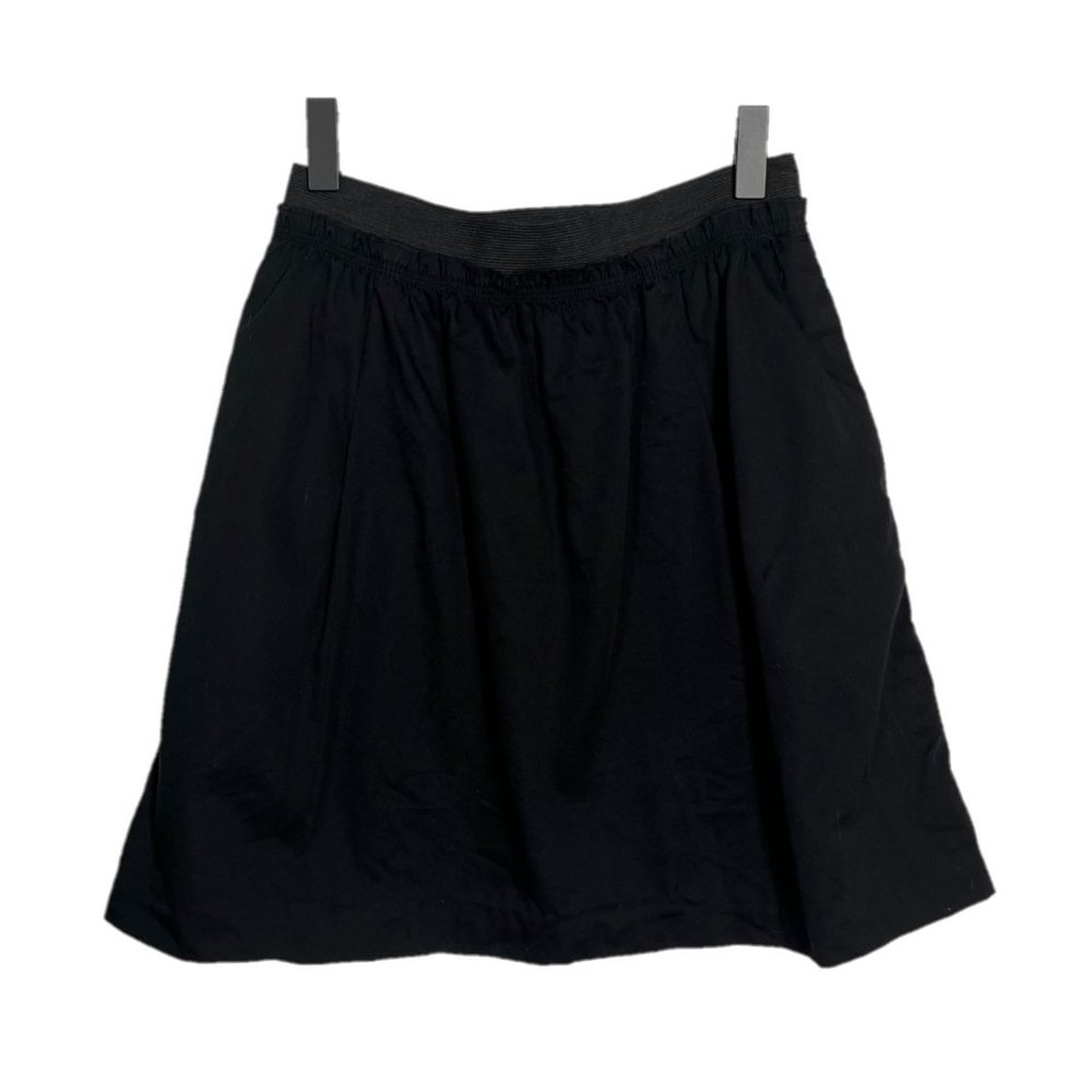 Anthropologie Odille Black Cotton Elastic Waist A-Line Skirt Size 0